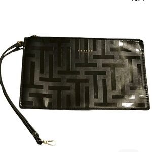 Ted Baker Of London Black Patent Leather Clutch Gold Hardware